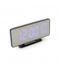 Електронний годинник VST-888Y Дзеркальний дисплей, з датчиком температури та вологості, будильник, живлення від кабелю USB, Blue
