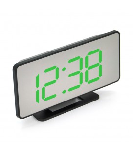 Електронний годинник VST-888Y Дзеркальний дисплей, з датчиком температури та вологості, будильник, живлення від кабелю USB, Gree