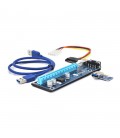 Riser PCI-EX, x1  x16, 4-pin MOLEX, SATA  4Pin, USB 3.0 AM-AM 0,6 м (синій), конденсатори F270, Пакет