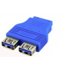 Перехідник USB 3.0 для материнської плати, 20pin to 2 port USB 3.0, внутрішній, Пакет