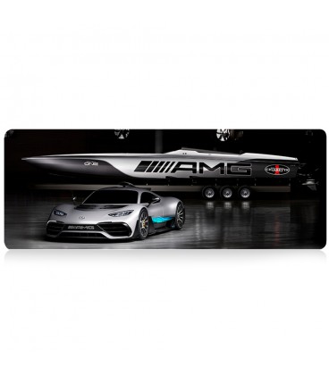 Килимок 300*700 тканинний Mercedes-AMG з боковою прошивкою, товщина 2 мм, Gray, Пакет