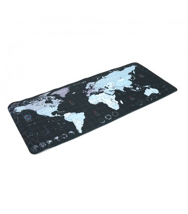 Коврик 300*700 тканевой Карта мира с боковой прошивкой, толщина 3 мм, цвет Black-silver, Пакет