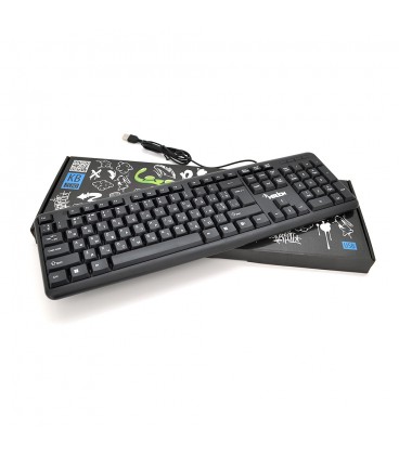 Клавіатура USB Merlion KB-Zero, довжина кабелю 135см, (Eng/Укр/Рус), (460х158х33 мм) Black, 104к, Q20