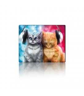 Коврик 250*300 тканевой Cats in headphones, с боковой прошивкой, толщина 2 мм