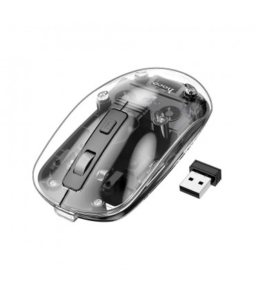 Мышь беспроводная HOCO GM29, 1600DPI, 2.4GHZ, Black/Transparet, Blister