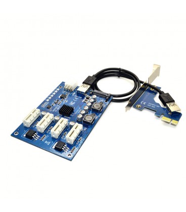Cпліттер-розгалужувач-хаб PCI-e x 1 на 3 порту х 1, BOX