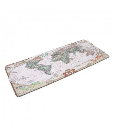 Килимок 300 * 700 тканинної Карта світу з бічної прошивкою, товщина 3 мм, колір White-gray, Пакет