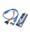 Riser PCI-EX, x1  x16, 4-pin MOLEX, SATA  4Pin, USB 3.0 AM-AM 0,6 м (синій), конденсатори CS 220 16V, Пакет