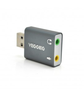 Контролер VEGGIEG US3-B, USB-sound card (7.1), Grey, Blister-Box