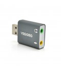 Контролер VEGGIEG US3-B, USB-sound card (7.1), Grey, Blister-Box