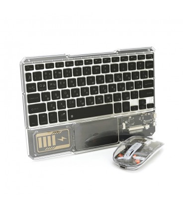 Бездротовий комплект YT-KB333 (KB+Mouse), (Eng / Pyc), 2.4G, 78 клавіш, Black/Transparent, Box