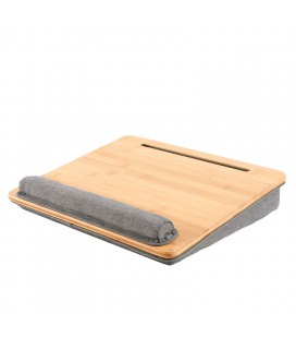 Підставка під ноутбук, планшет, книги, бамбук + тканина, м'яка підкладка, колір Bamboo/Grey, 420×350 мм, 1.33 кг