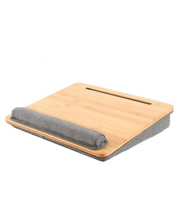 Підставка під ноутбук, планшет, книги, бамбук + тканина, м'яка підкладка, колір Bamboo/Grey, 420×350 мм, 1.33 кг