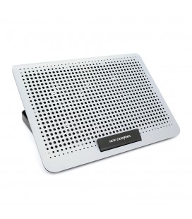 Підставка під ноутбук IceCoorel A19, 10-15.6", 6 * 60mm 580±10% RPM, корпус пластик + алюміній, 2xUSB 2.0, 350x225x26mm, Silver,