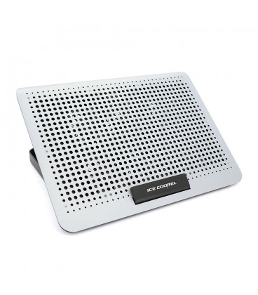 Подставка под ноутбук IceCoorel A19, 10-15.6', 6*60mm 580±10% RPM, корпус пластик+алюминий, 2xUSB 2.0, 350x225x26mm, Silver, Box