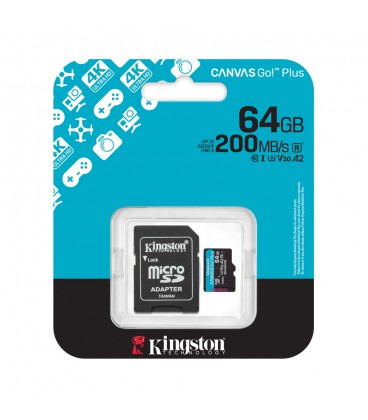 Карта пам'яті Kingston Canvas GO! Plus microSDHC Class 10 UHS-I U3(R200MB/s), 64GB