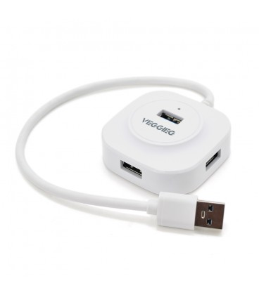Хаб VEGGIEG V-U3403 USB 3.0 4 порти, 480Mbts, живлення від USB, White, 0,3m, Box
