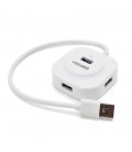 Хаб VEGGIEG V-U3403 USB 3.0 4 порти, 480Mbts, живлення від USB, White, 0,3m, Box