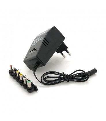 Універсальний БП 30W, корпус - пластмаса, ручне регулювання, 6 Г-подібних роз'ємів, BOX