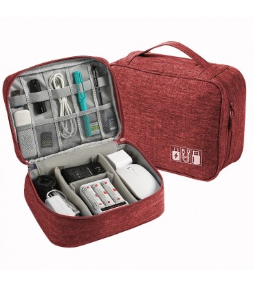 Органайзер для зарядок, проводів та кабелів, тканина оксфорд, 24х9х18см, Burgundy