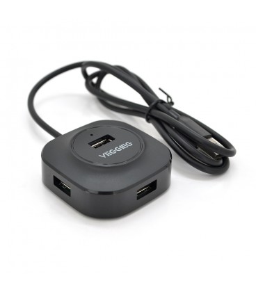 Хаб VEGGIEG V-U2409 USB 2.0 4 порта, 480Mbts, живлення від USB, Black, 1,5m, Box