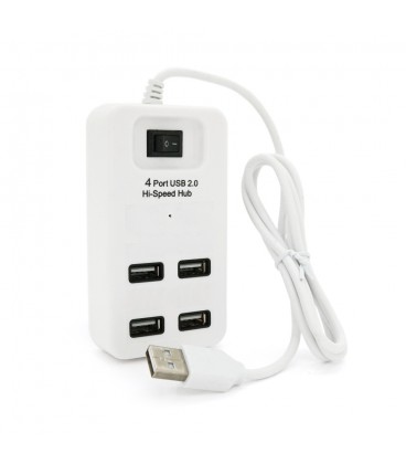 Хаб USB 2.0 4 порти, White, 480Mbts живлення від USB, з вимикачем, Blister Q100