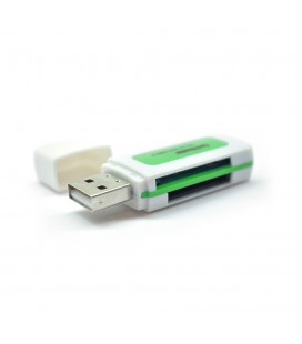 Кардридер універсальний 4в1 MERLION CRD-5GR TF/Micro SD, USB2.0, Green, OEM Q1500