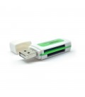 Кардридер універсальний 4в1 MERLION CRD-5GR TF/Micro SD, USB2.0, Green, OEM Q1500