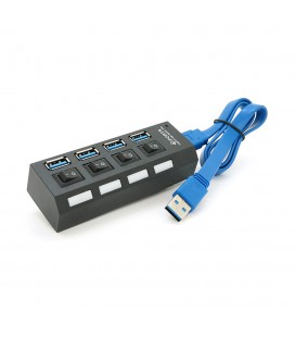 Хаб USB 3.0, 4 порти, з перемикачами, підтримка до 1TB, Пакет