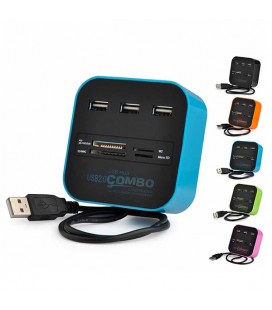 Хаб-кардрідер універсальний CUB3, 3 порти, Blue/Black, Блістер