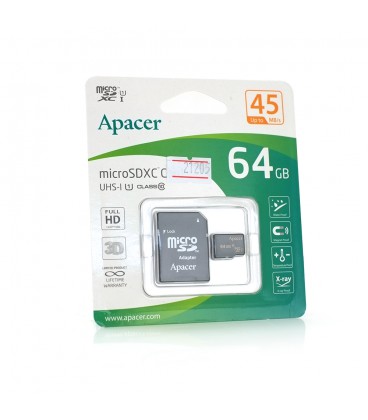 Карта памяти Apacer microSDHC Class 10 UHS-I, 64GB