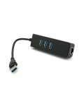 Хаб USB 3.0, 3 порти USB 3.0 + 1 порт Ethernet, Black, BOX