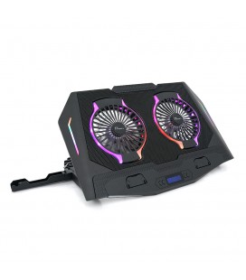 Підставка для ноутбука IceCoorel N10, 10-18", 2*125mm 1400±10% RPM, корпус пластик+алюміній, 2xUSB 2.0+LCD display+підставка для