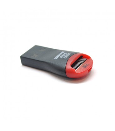 Кардрідер зовнішній USB 2.0, формат MicroSD, пластик, Black/Red, (Техпакет)