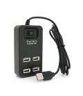 Хаб USB 2.0 4 порти, Black, 480Mbts живлення від USB, з вимикачем, Blister Q100