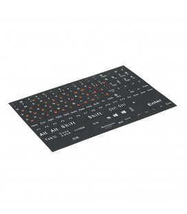 Наклейки на чорну клавіатуру з білими англ. літерами та помаранчевими Рус.літерами, Q500