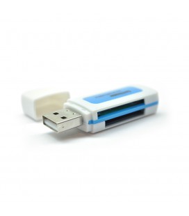 Кардридер універсальний 4в1 MERLION CRD-5VL TF/Micro SD, USB2.0, Blue, OEM Q1500