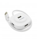 Хаб VEGGIEG V-U2407 USB 2.0 4 порта, 480Mbts, живлення від USB, White, 0,3m, Box