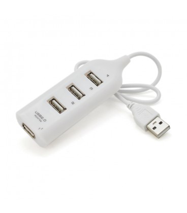 Хаб USB 2.0 4 порти, White, 480Mbts живлення від USB, Blister Q200