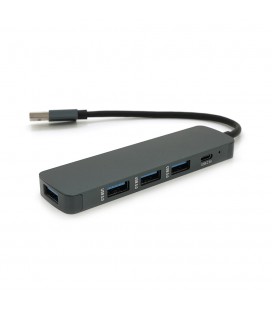 Хаб USB 3.0 алюмінієвий, 4 порту, 20 см, заряд до 900mAh, підтримка до 2TB, Пакет