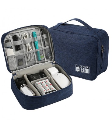 Органайзер для зарядок, проводов и кабелей, ткань оксфорд, 24х9х18см, Blue