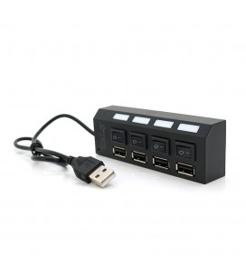 Хаб USB 2.0 4 порти з перемикачами на кожен порт, Black, 480Mbts High Speed, підтримка до 0,5ТВ, живлення від USB, Blister Q100