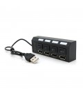 Хаб USB 2.0 4 порти з перемикачами на кожен порт, Black, 480Mbts High Speed, підтримка до 0,5ТВ, живлення від USB, Blister Q100