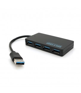 Хаб USB 3.0, 4 порти, плоский, чорний, підтримка до 2TB, кабель 0,14 м, Blister