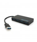 Хаб USB 3.0, 4 порти, плоский, чорний, підтримка до 2TB, кабель 0,14 м, Blister