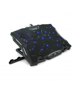 Підставка під ноутбук IceCoorel K12, 10-17", 15 * 60mm 2500±10% RPM, корпус пластик + алюміній, TYPE-C + USB, 400x305x39mm, Blac