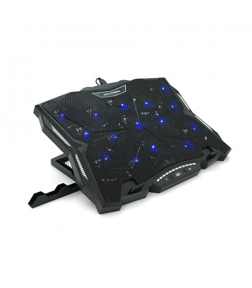 Підставка під ноутбук IceCoorel K12, 10-17", 15 * 60mm 2500±10% RPM, корпус пластик + алюміній, TYPE-C + USB, 400x305x39mm, Blac