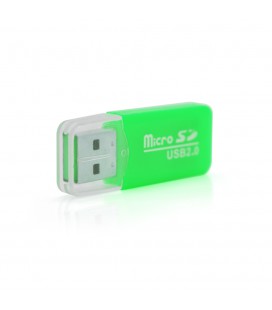 Кардрідер універсальний MERLION CRD-1GR TF / Micro SD, USB2.0, Green, OEM Q1500