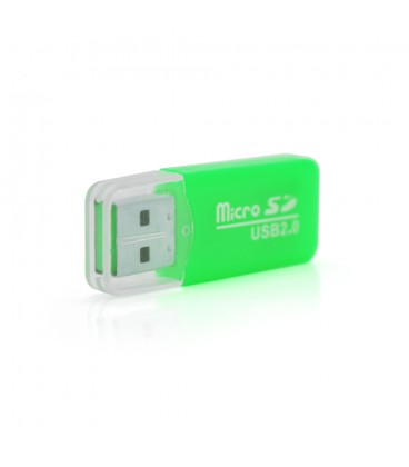 Кардрідер універсальний MERLION CRD-1GR TF / Micro SD, USB2.0, Green, OEM Q1500