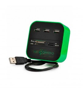 Хаб-кардрідер універсальний CUB3, 3 порти, Green/Black, Блистер